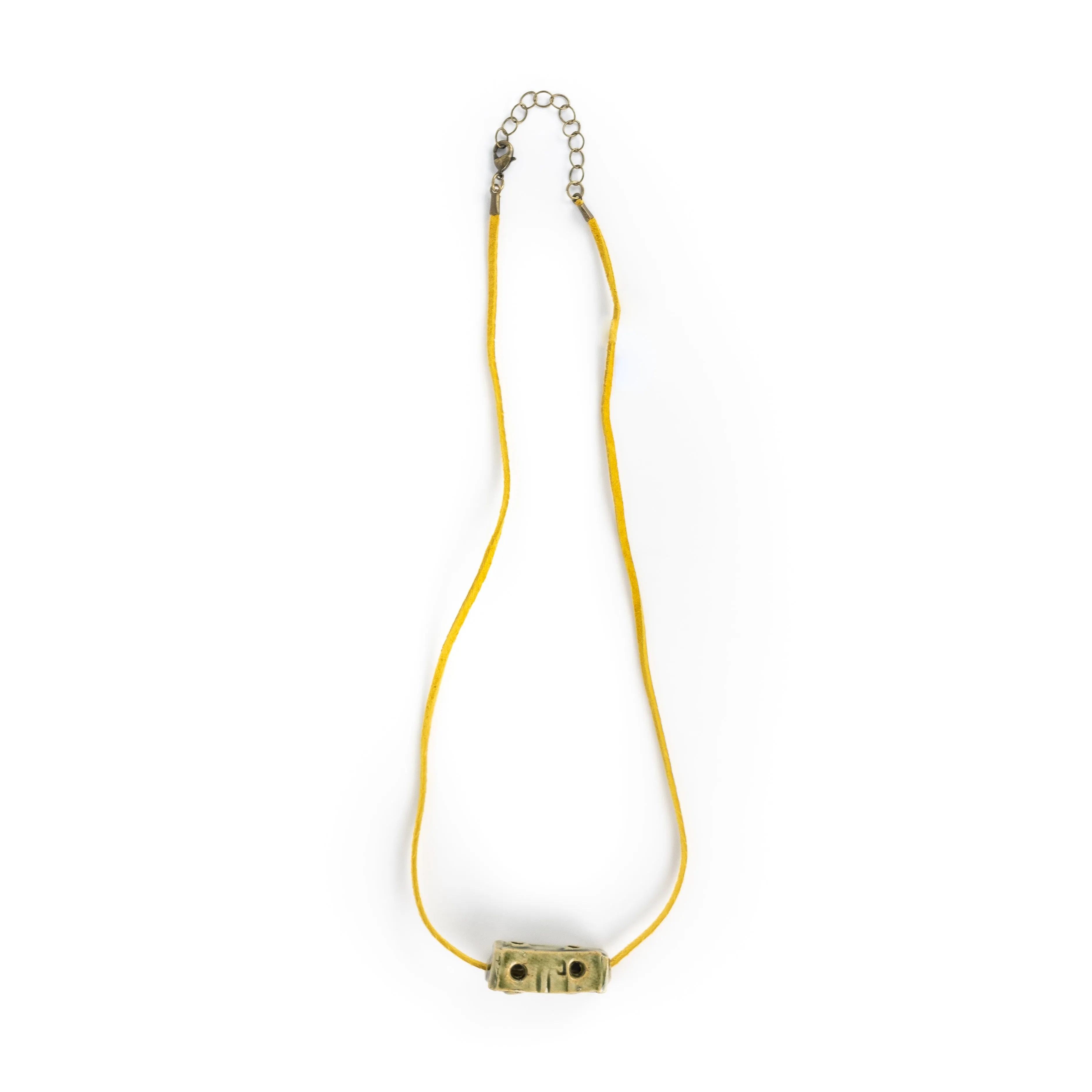 Jill Birschbach Olive Rectangle Ceramic Necklace