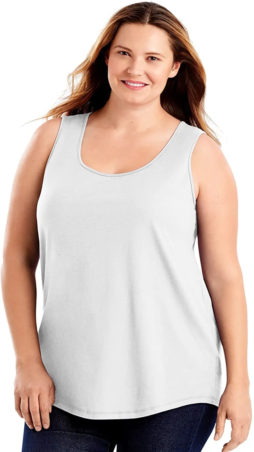 Just My Size Women's Plus-Size Shirt-Tail Tank Top