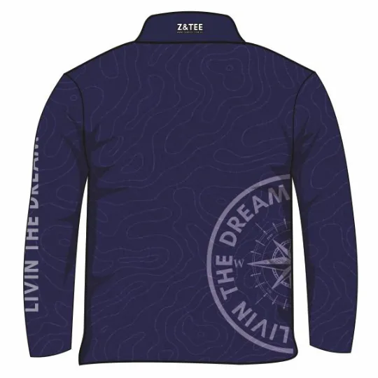 Kids | Compass  Topography Navy Blue Fishing Shirt