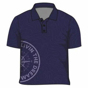 Kids | Compass  Topography Navy Blue Fishing Shirt