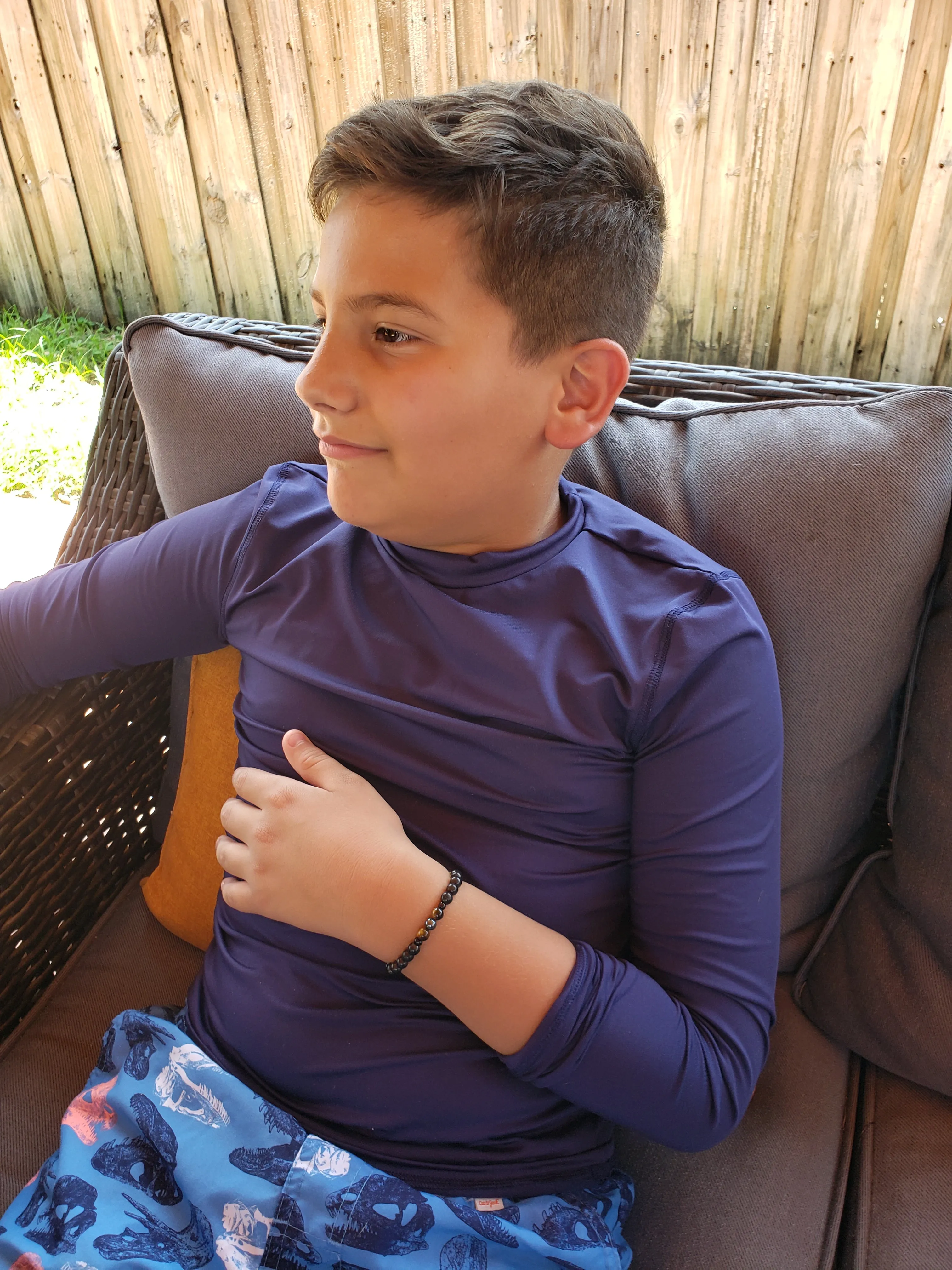 Kid's Triple Shield Bracelet - Shungite Hematite Tigers Eye
