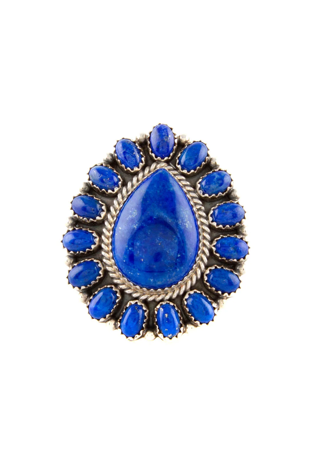 Lapis Lazuli Cluster Sterling Silver Ring (Size 8 ¾)