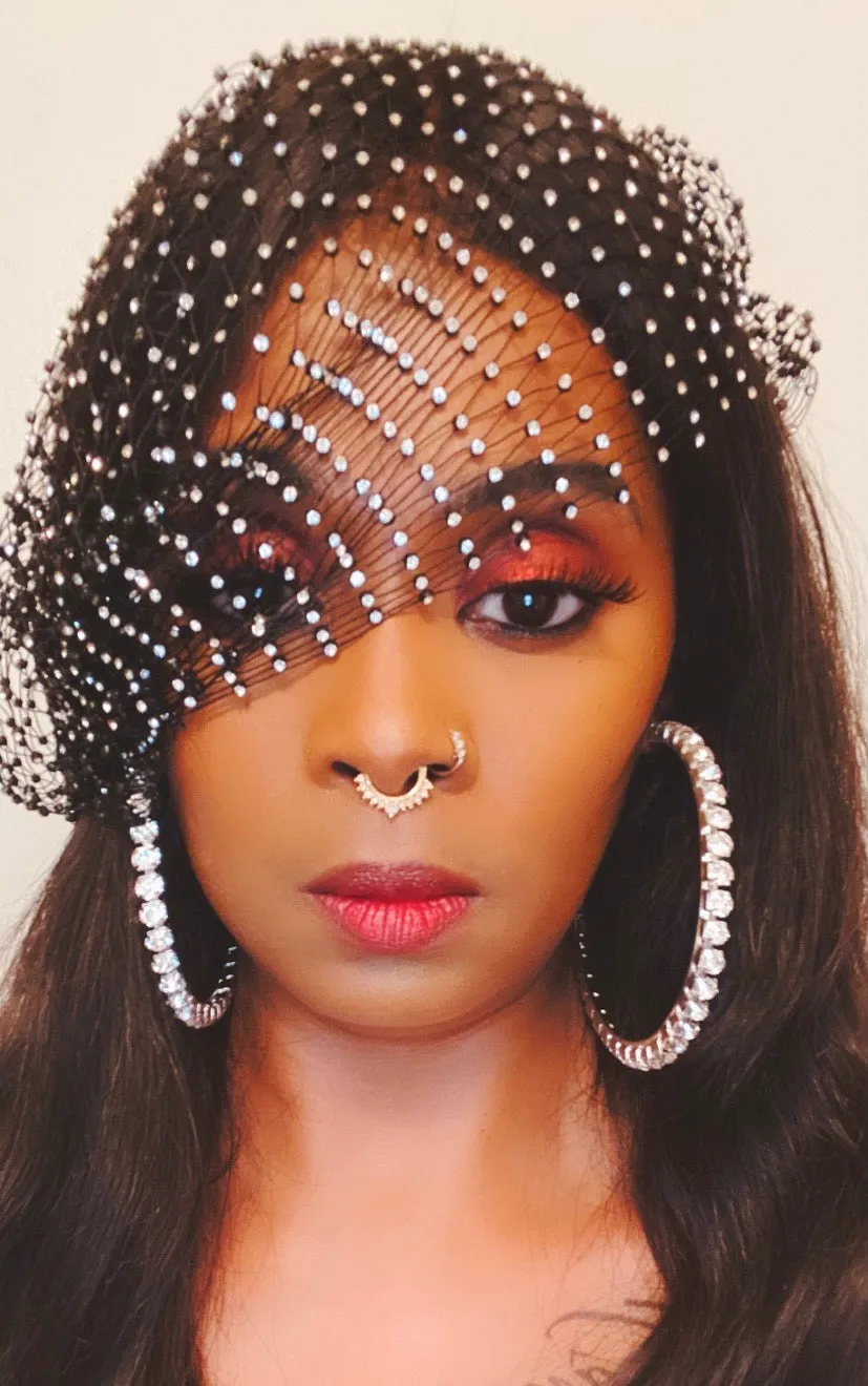 Large Rhinestones Bling Hoop Earrings