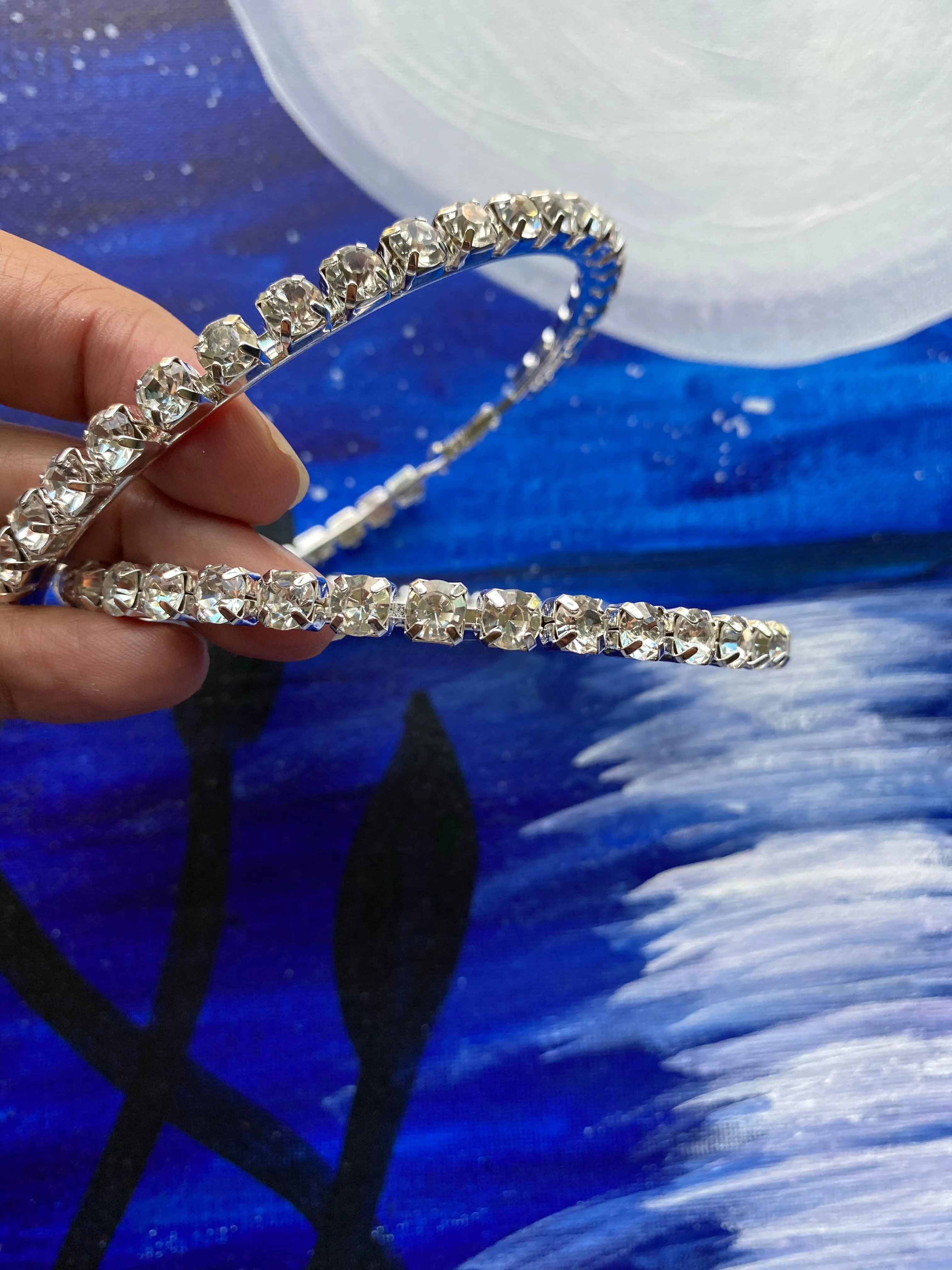 Large Rhinestones Bling Hoop Earrings