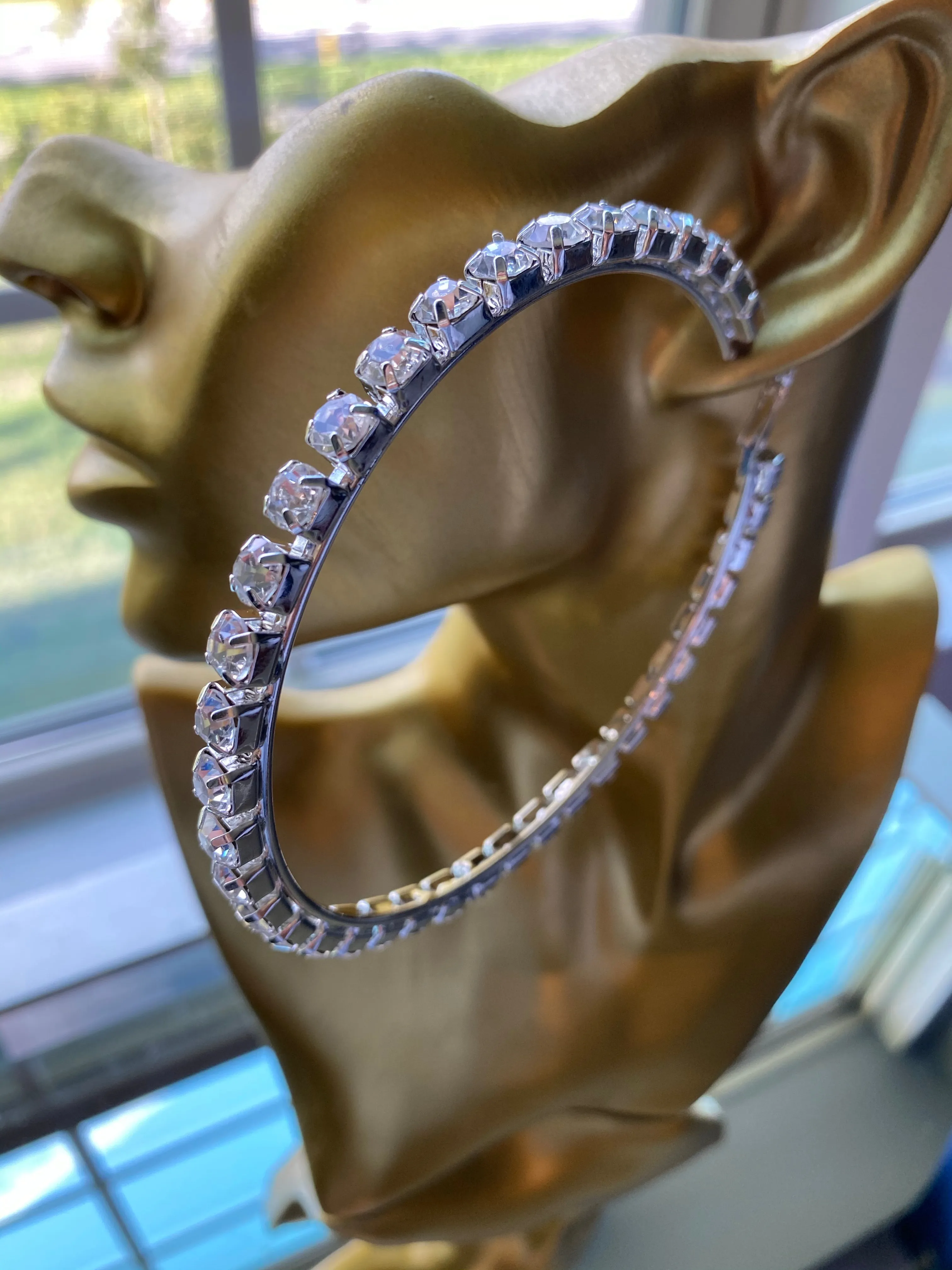 Large Rhinestones Bling Hoop Earrings