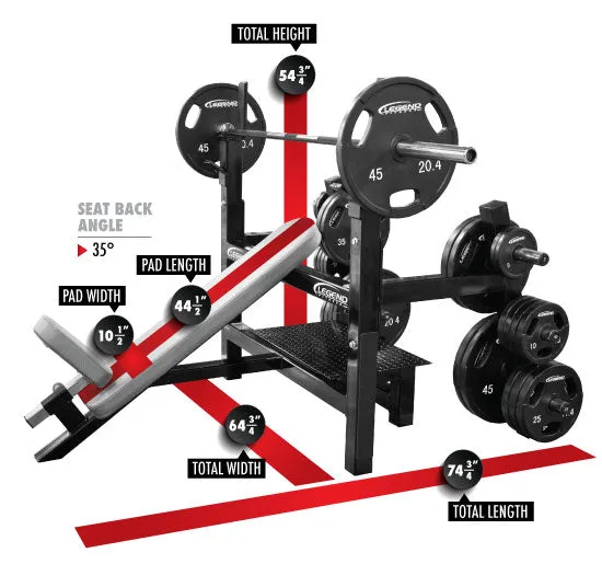 LEGEND FITNESS OLYMPIC INCLINE BENCH W/STORAGE - 3154