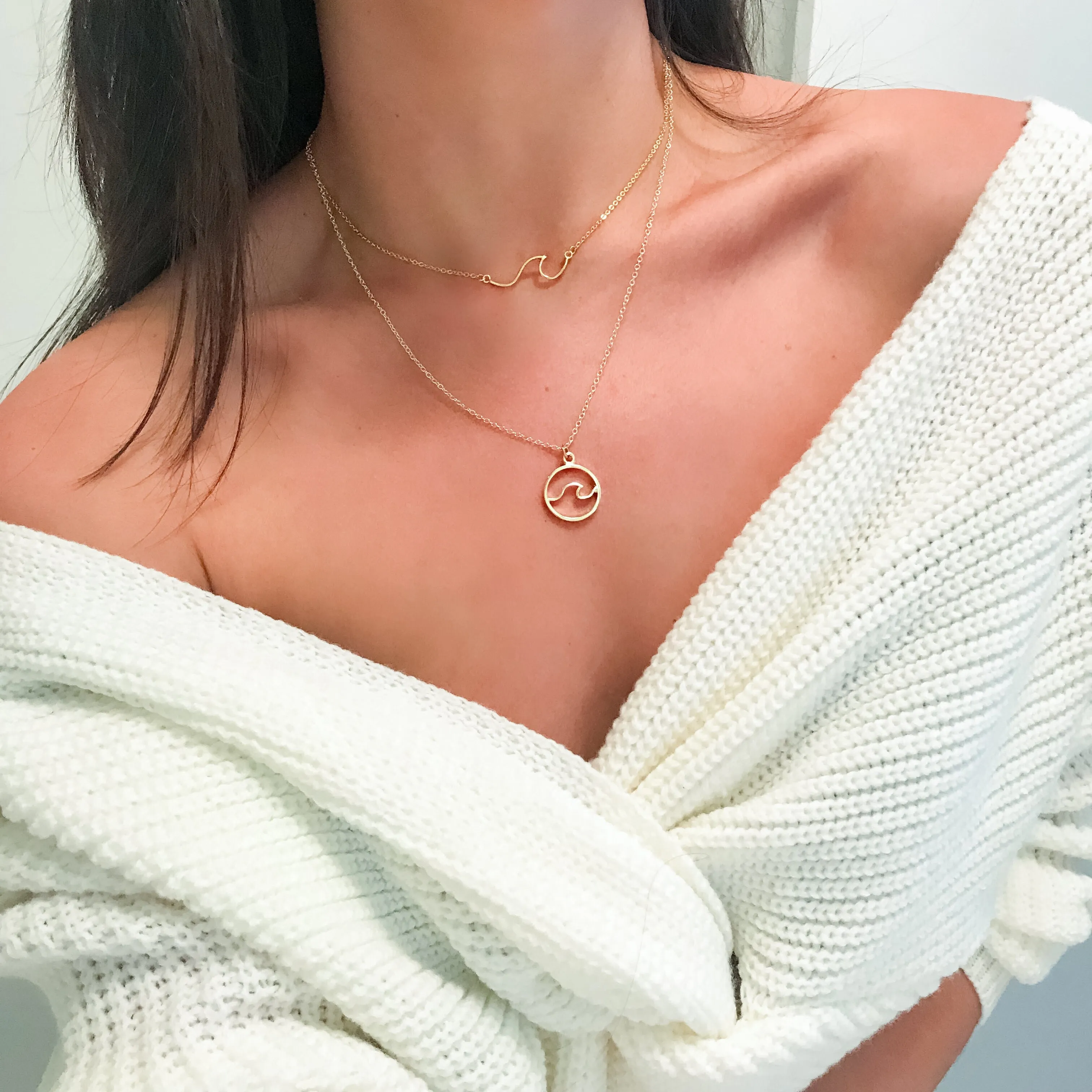 Line Wave Ocean Necklace Victoria Necklace