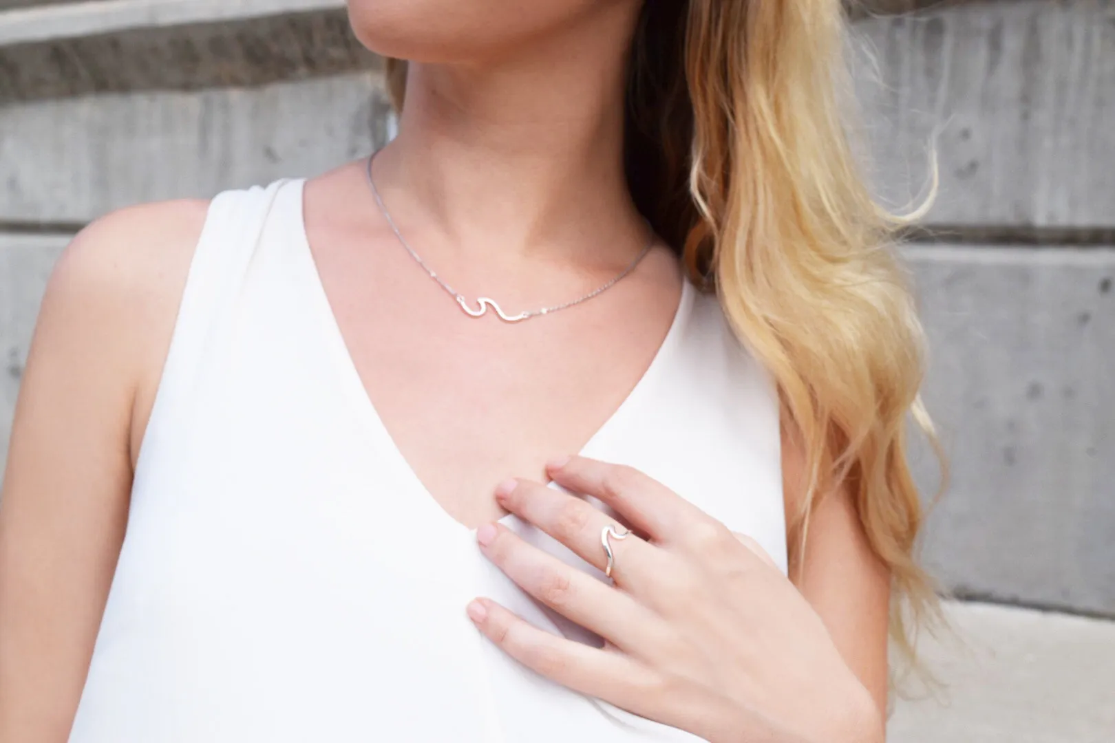 Line Wave Ocean Necklace Victoria Necklace