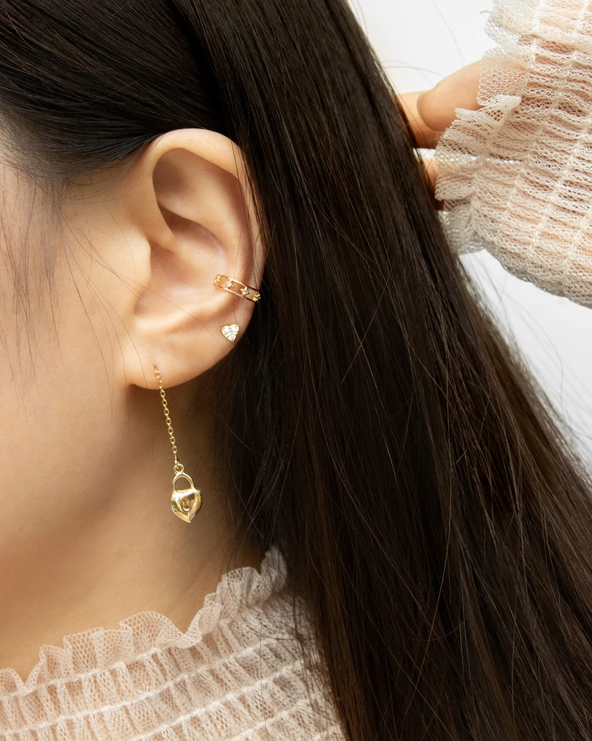 LOCK and Key Threader Earrings