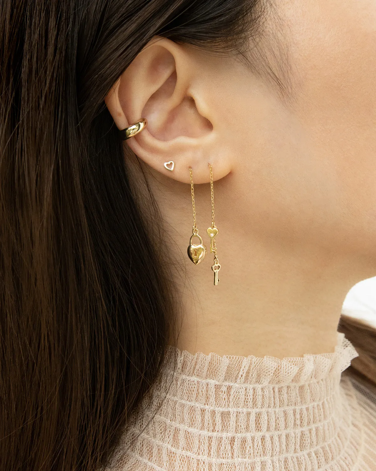 LOCK and Key Threader Earrings