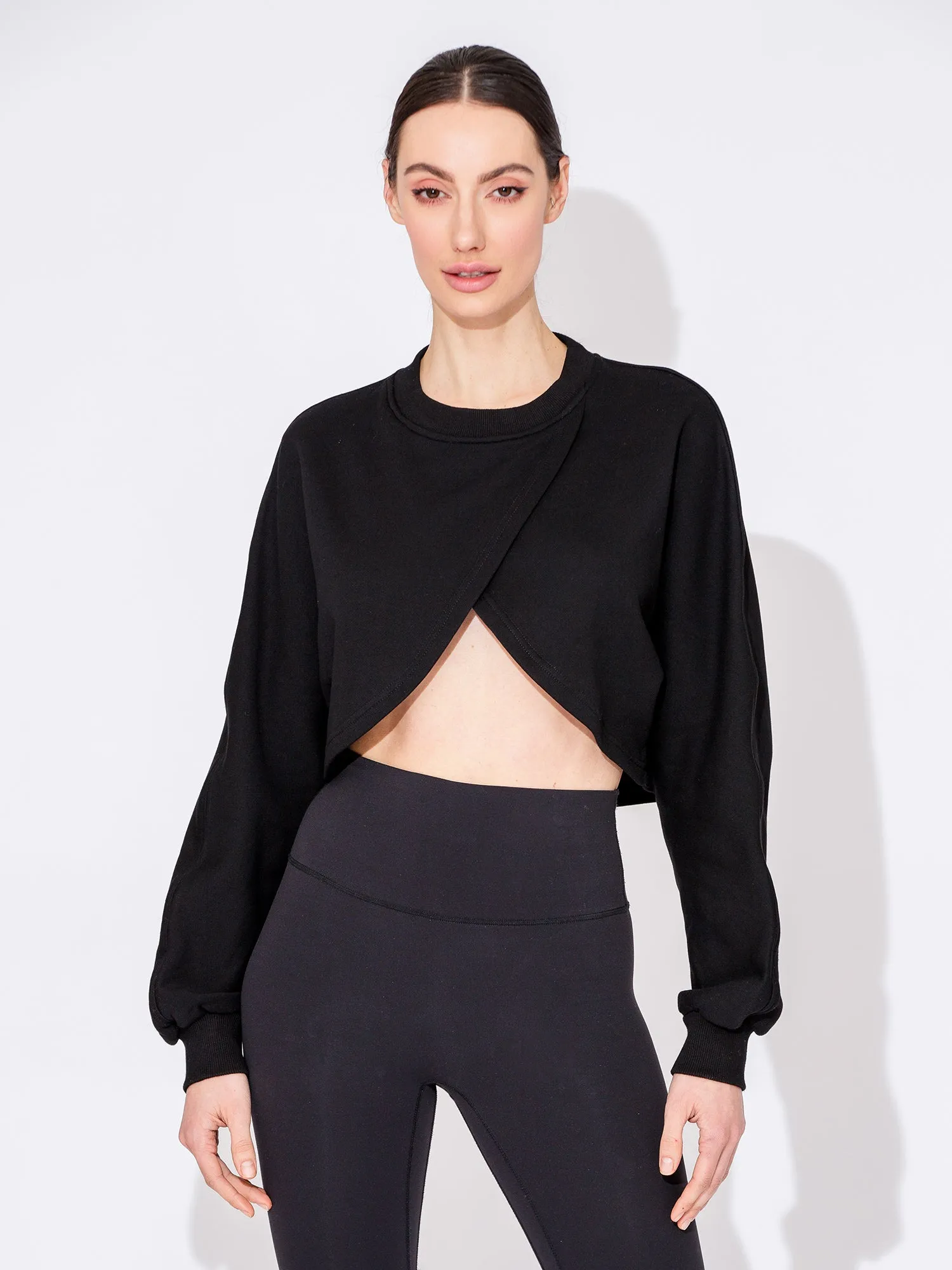 LOTUS LAYER SWEATSHIRT, BLACK