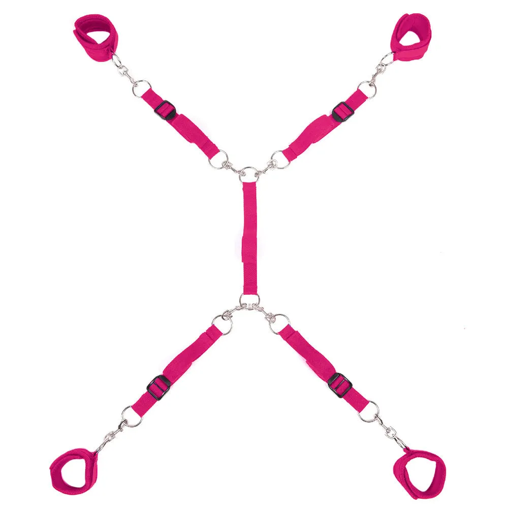 Lux Fetish 7-Piece Bed Spreader Playful Restraint System Hot Pink