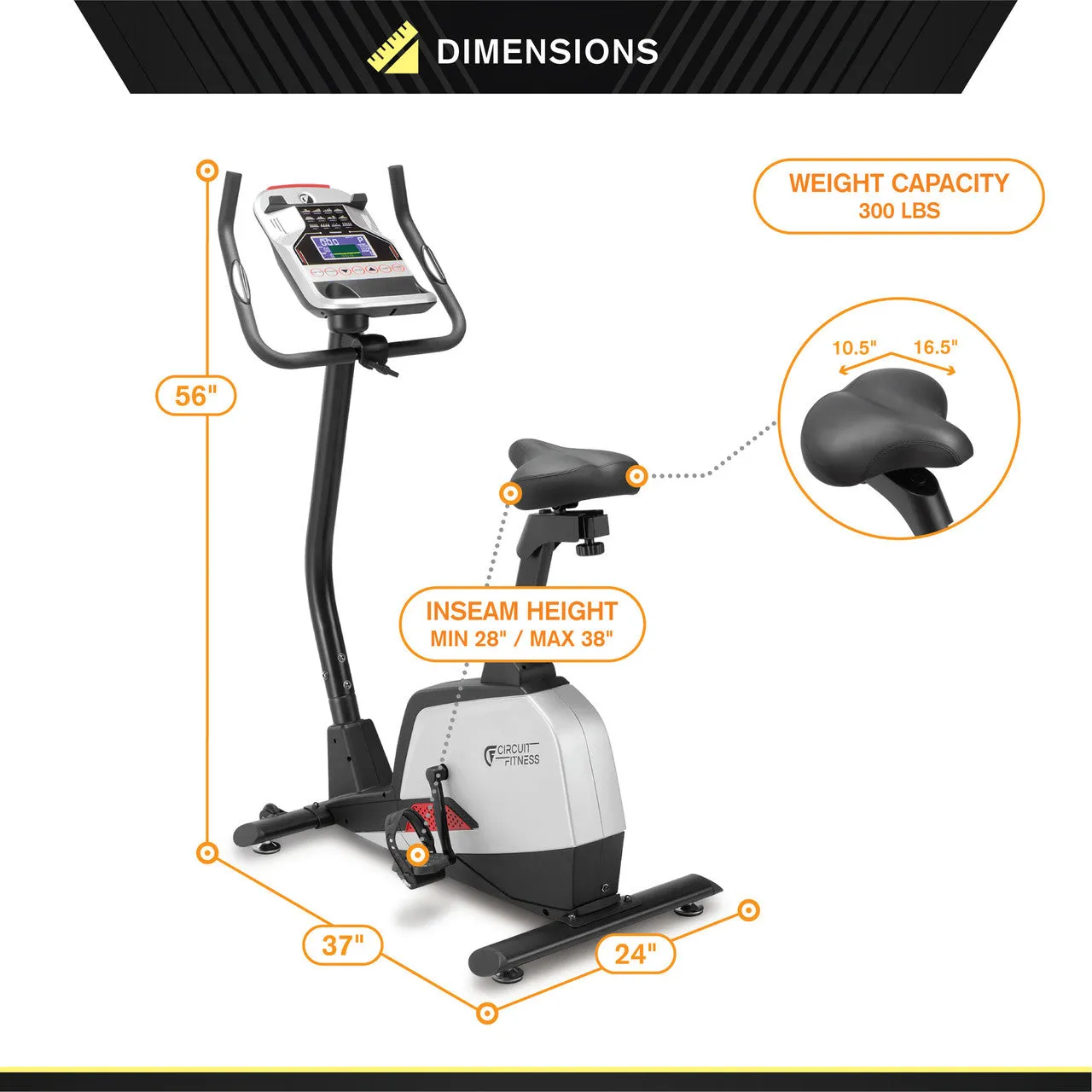 Magnetic Upright Exercise Bike with 15 Workout Presets | Circuit Fitness AMZ-594U - Retired