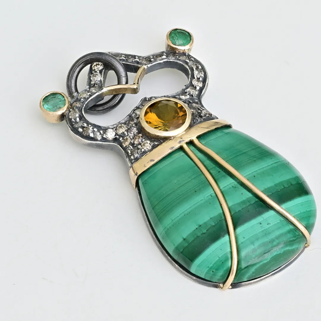 Malachite Royal Scarab Pendant