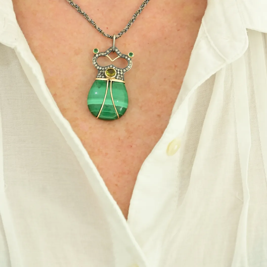Malachite Royal Scarab Pendant