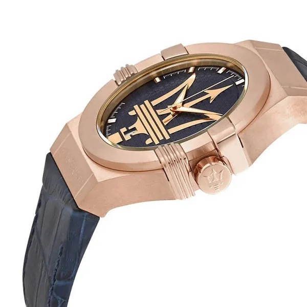 Maserati Potenza Blue Leather Strap Blue Dial Quartz Watch for Gents - R8851108027