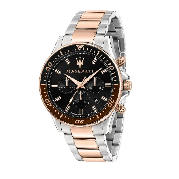 Maserati Sfida Two-Tone Stainless Steel Black Dial Quartz Watch for Gents - R8873640009
