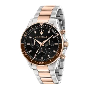 Maserati Sfida Two-Tone Stainless Steel Black Dial Quartz Watch for Gents - R8873640009