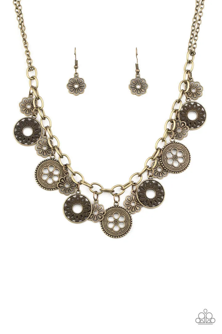 Meadow Masquerade Brass Paparazzi Necklace