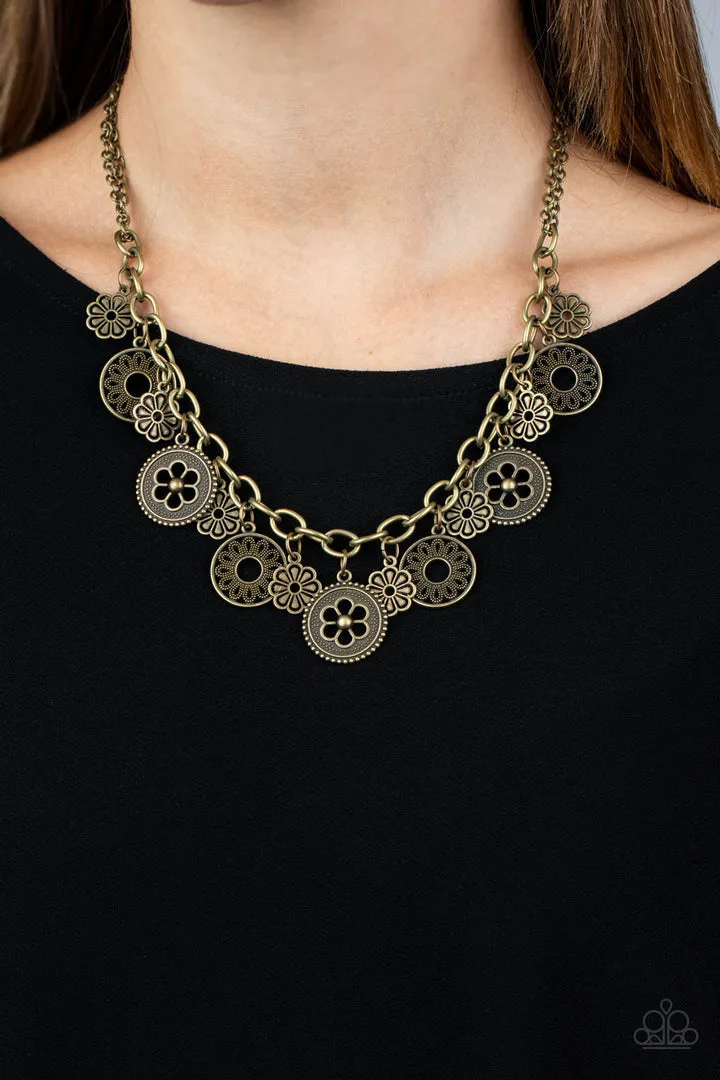 Meadow Masquerade Brass Paparazzi Necklace