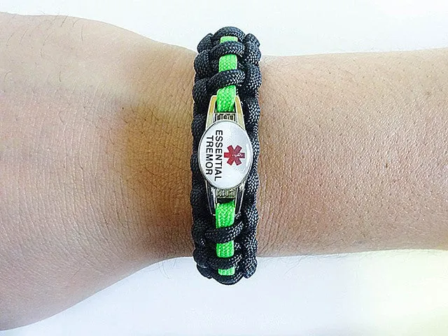 Medical ID Essential Tremor Paracord Bracelet