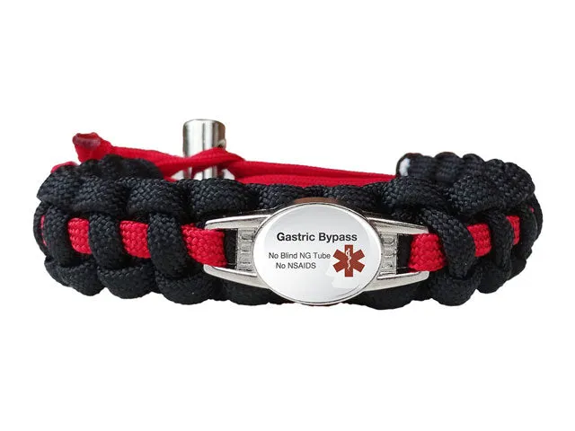 Medical ID Gastric Bypass Paracord Bracelet