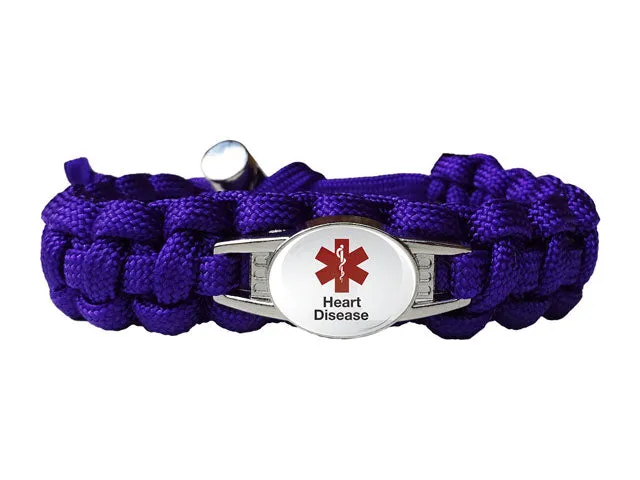 Medical ID Heart Disease Paracord Bracelet