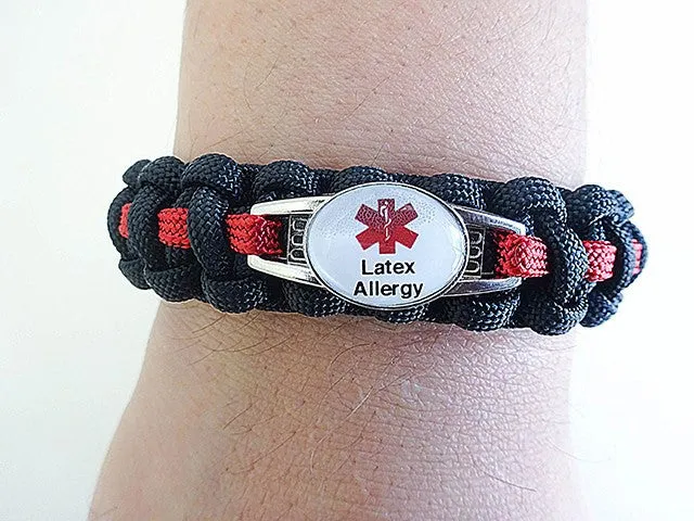 Medical ID Latex Allergy Paracord Bracelet