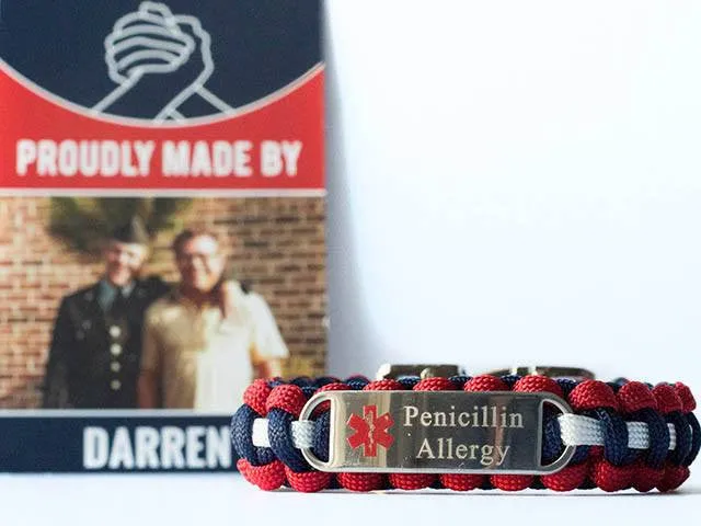 Medical ID Penicillin Allergy Paracord Bracelet