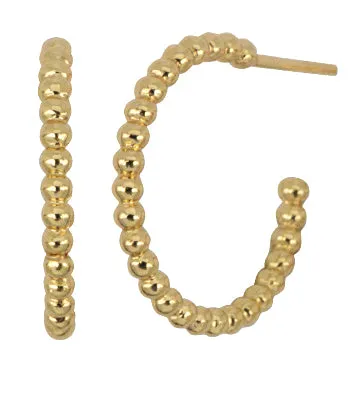 Medium Beaded Hoop Earrings in Gold