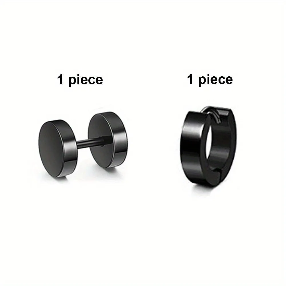 Men's Stainless Steel Dumbbell Earrings
