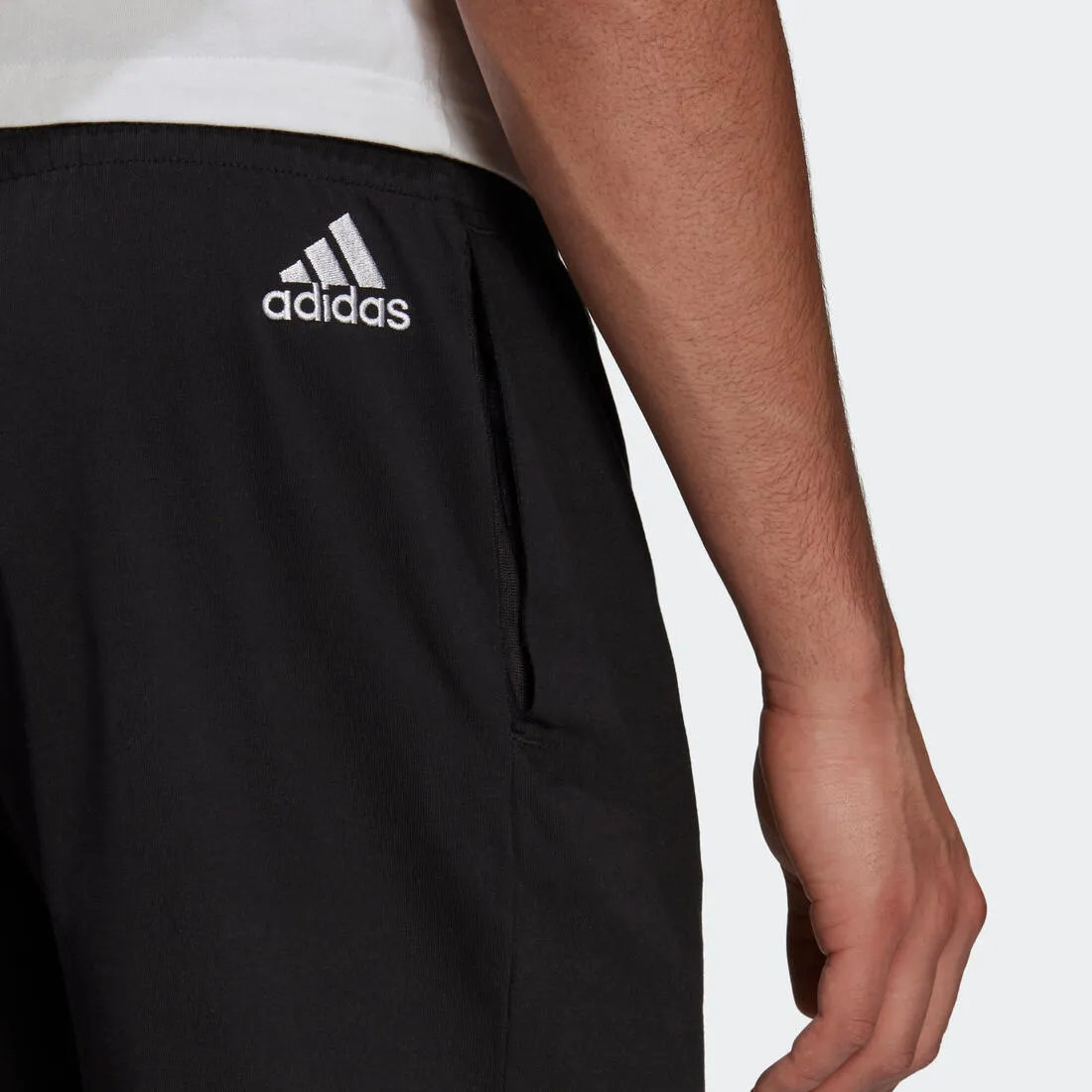 Men's Straight-Leg Cotton Fitness Shorts With Pocket - Black Logo