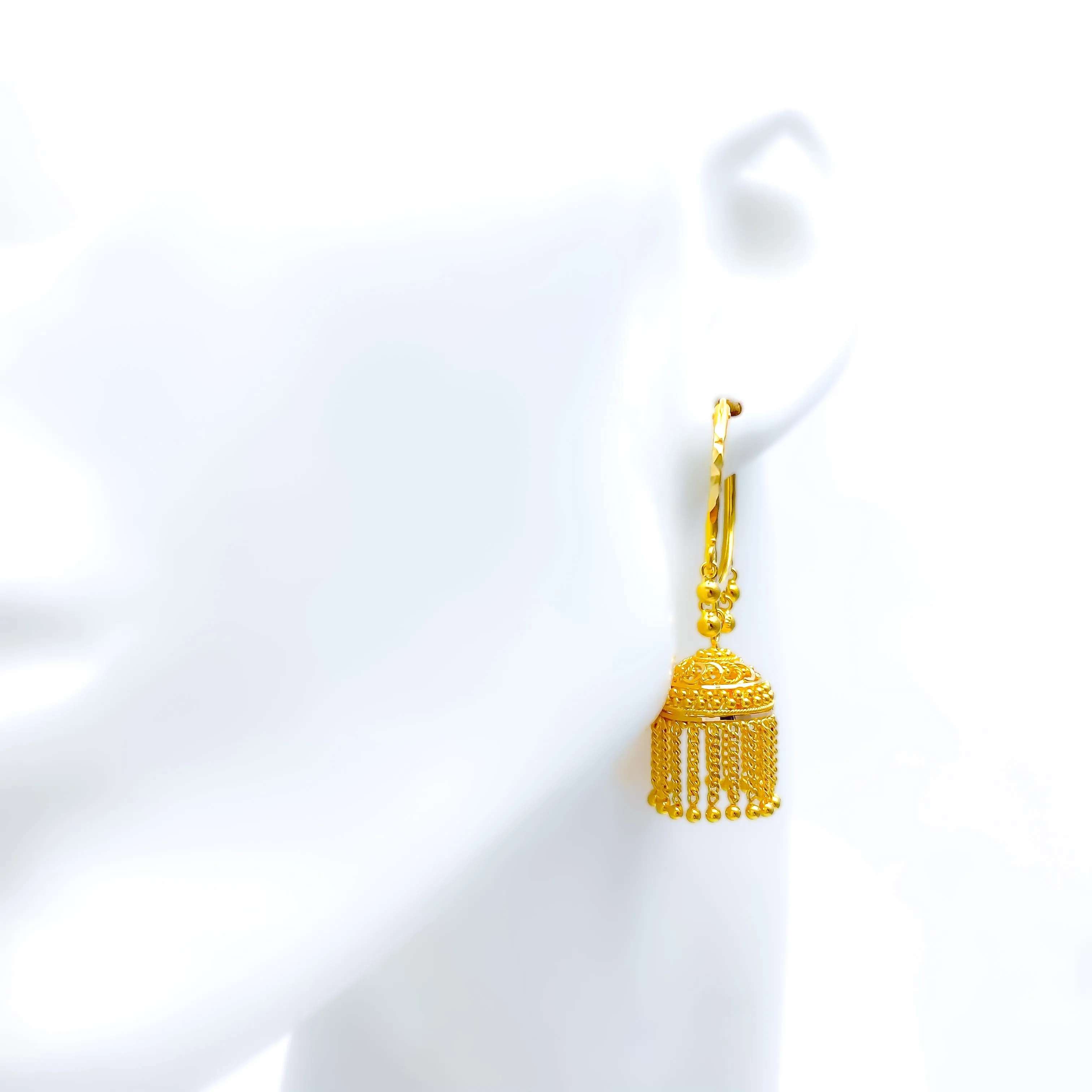 Mesmerizing Ornamental 22K Gold Bali Earrings