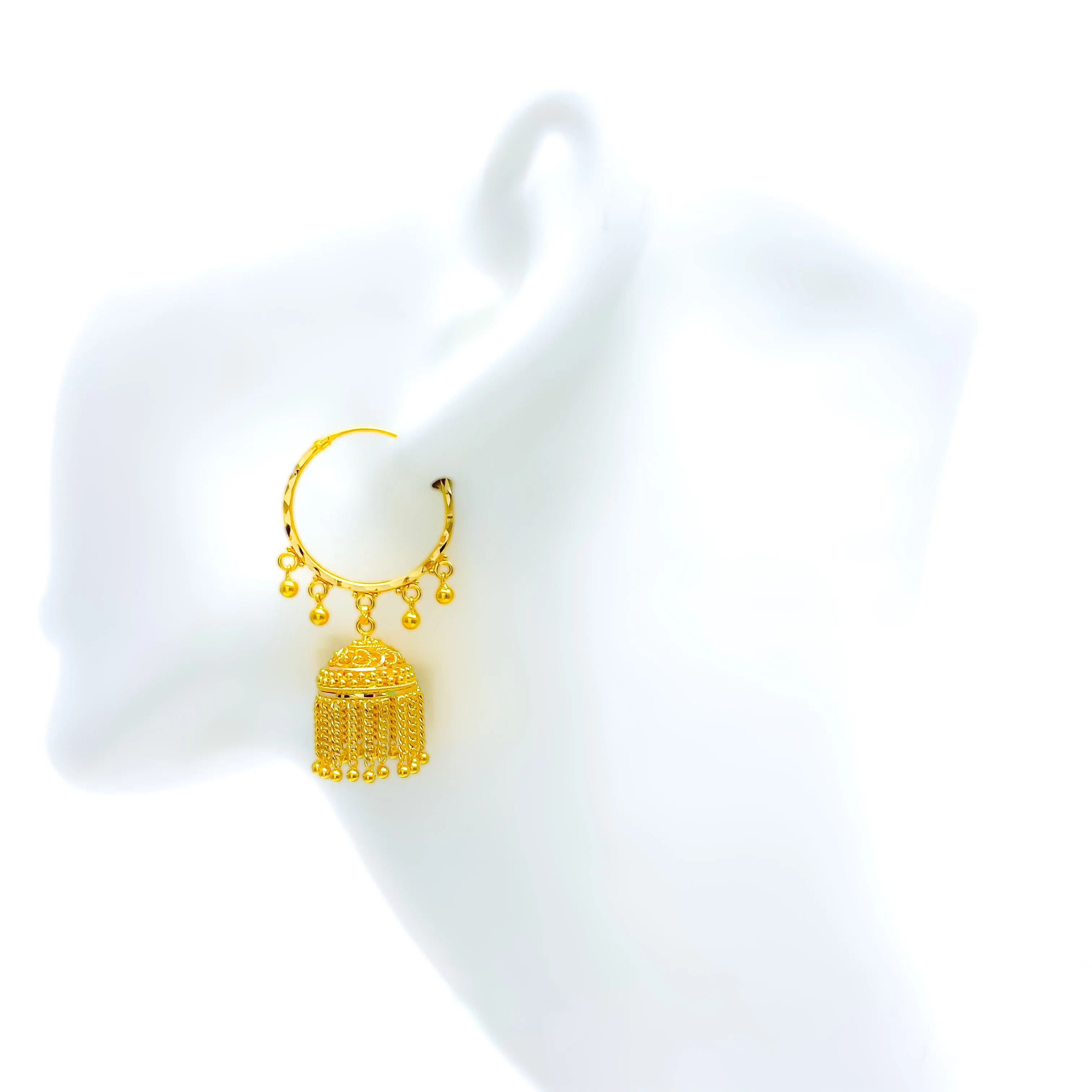 Mesmerizing Ornamental 22K Gold Bali Earrings