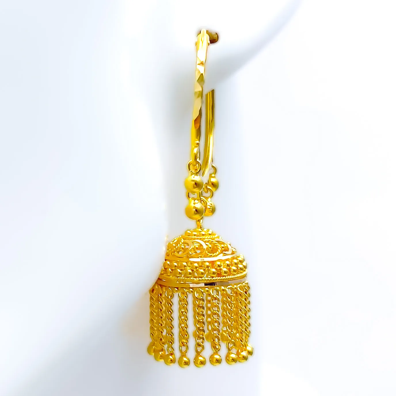 Mesmerizing Ornamental 22K Gold Bali Earrings
