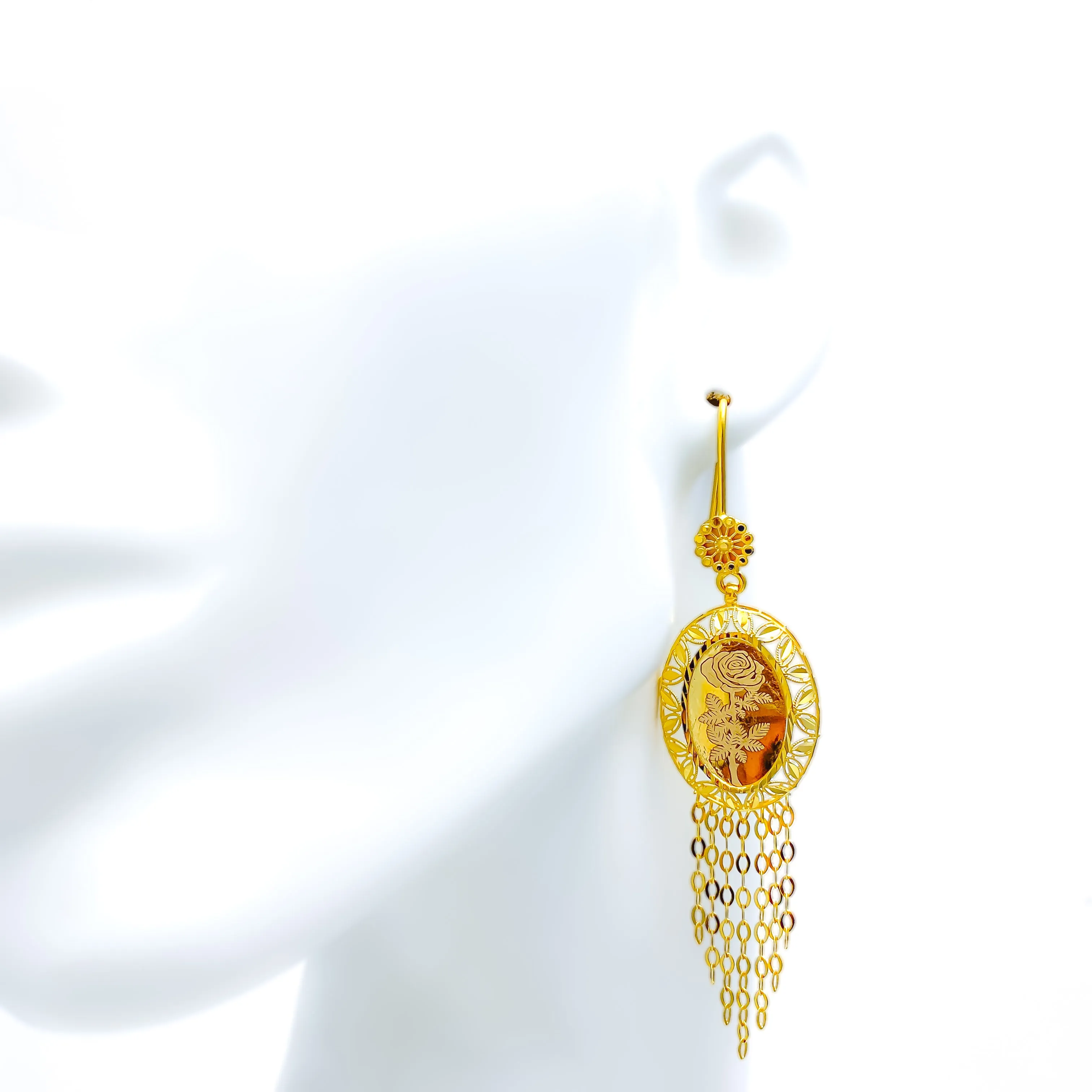 Mesmerizing Oval 21k Gold Coin Hanging Earrings