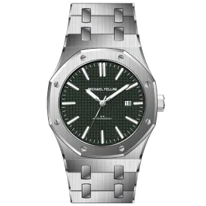 Michael Fellini Silver Stainless Steel Black Dial Quartz Watch for Gents - MF2366-03