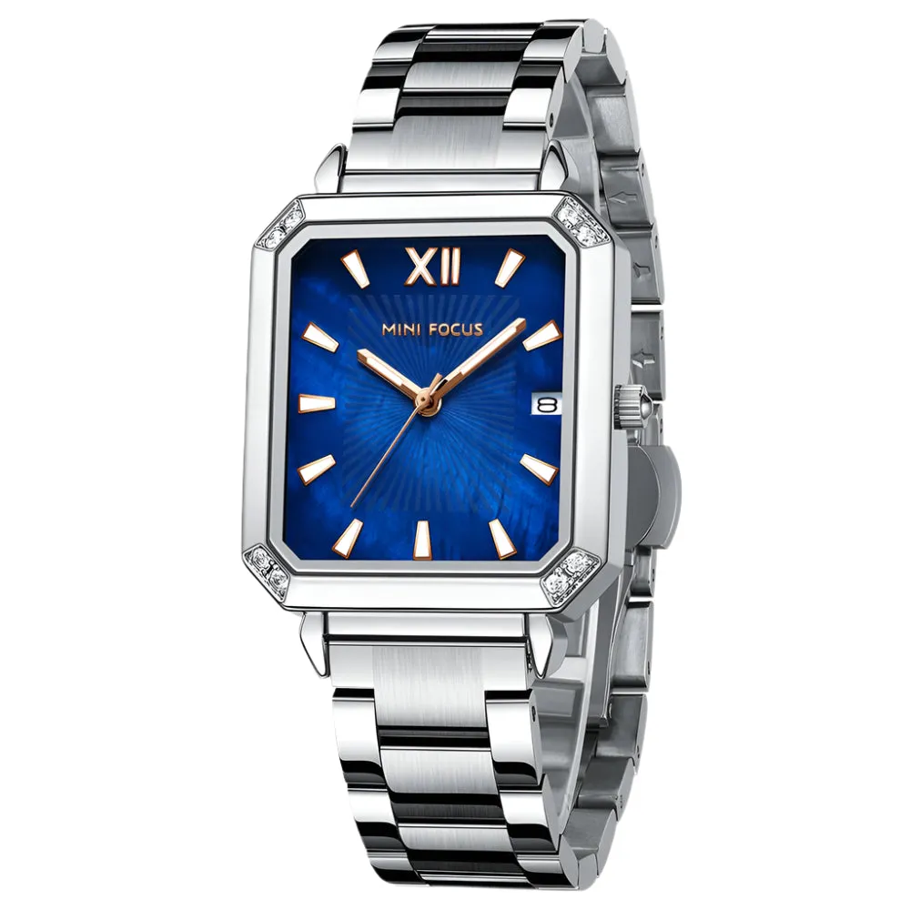 Mini Focus Silver Stainless Steel Blue Dial Quartz Watch for Ladies - MF0472L-05