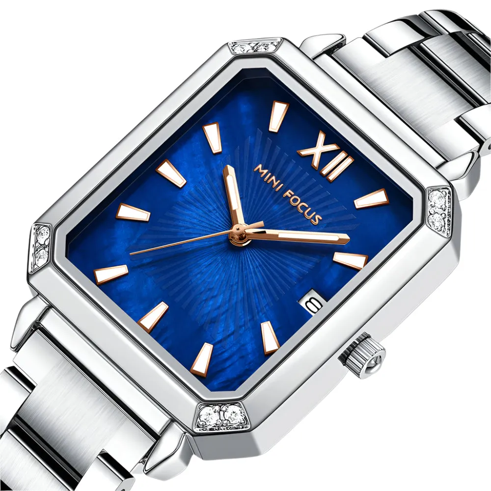Mini Focus Silver Stainless Steel Blue Dial Quartz Watch for Ladies - MF0472L-05