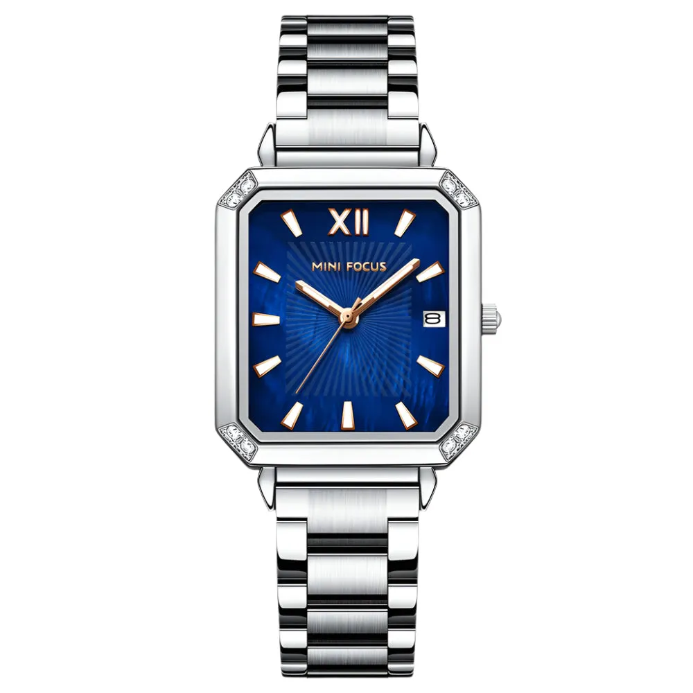 Mini Focus Silver Stainless Steel Blue Dial Quartz Watch for Ladies - MF0472L-05