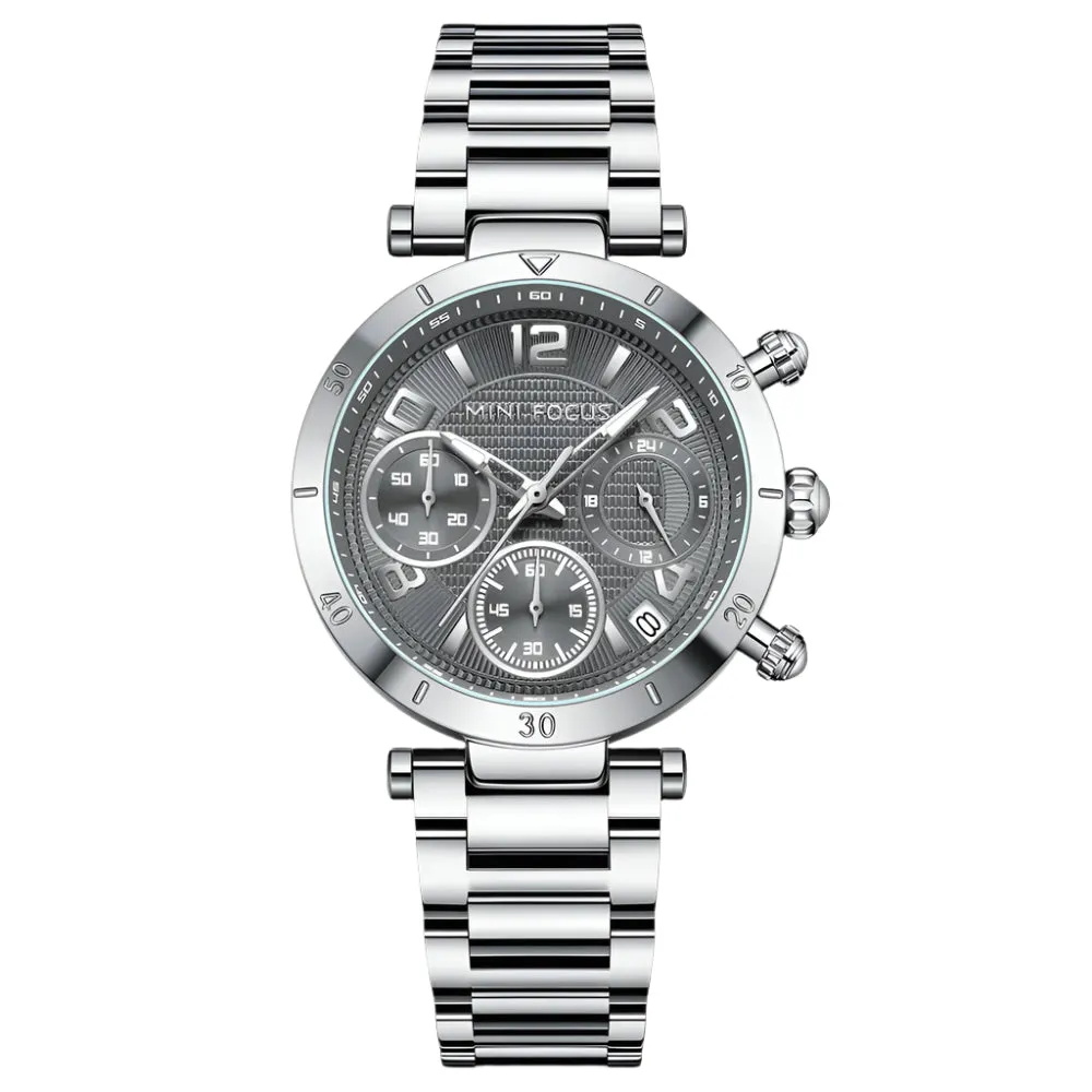 Mini Focus Silver Stainless Steel Grey Dial Quartz Watch for Ladies - MF0489L-01