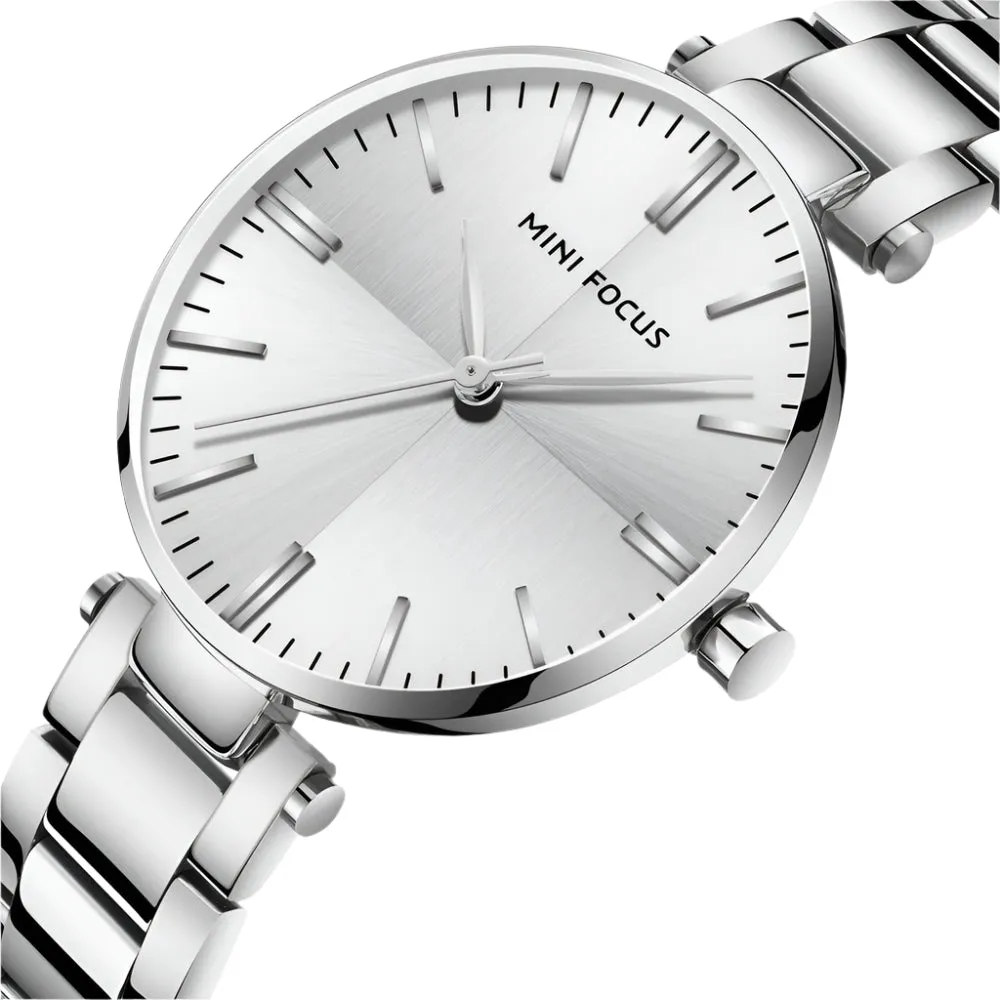 Mini Focus Silver Stainless Steel Silver Dial Quartz Watch for Ladies - MF0265L-02