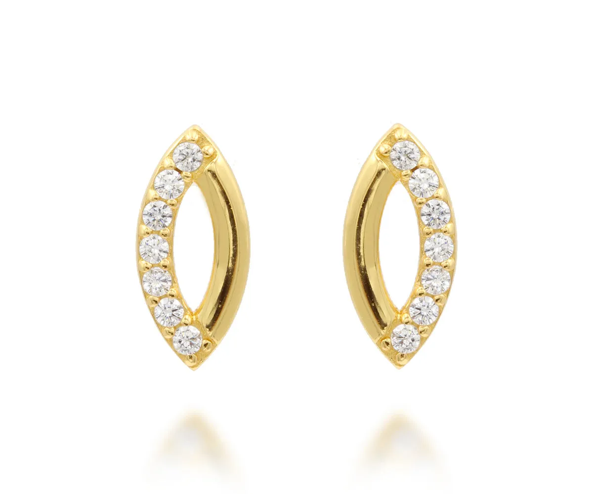 Mini Marquise Pavé Crystal Gold Earrings