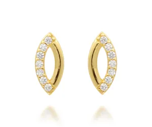 Mini Marquise Pavé Crystal Gold Earrings