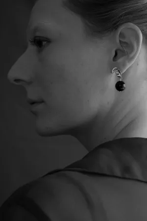 Mini Tendril Earrings w/Onyx