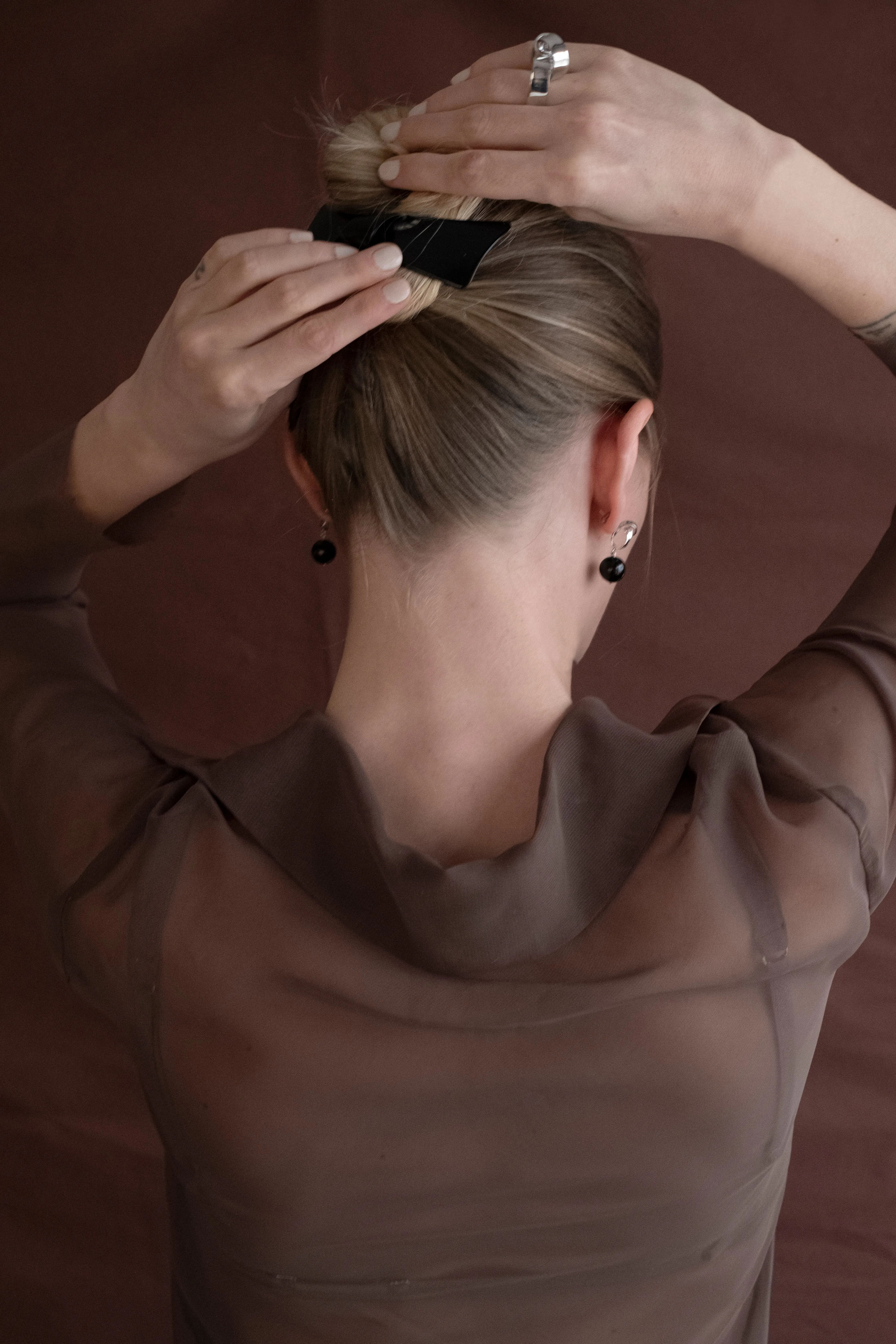 Mini Tendril Earrings w/Onyx