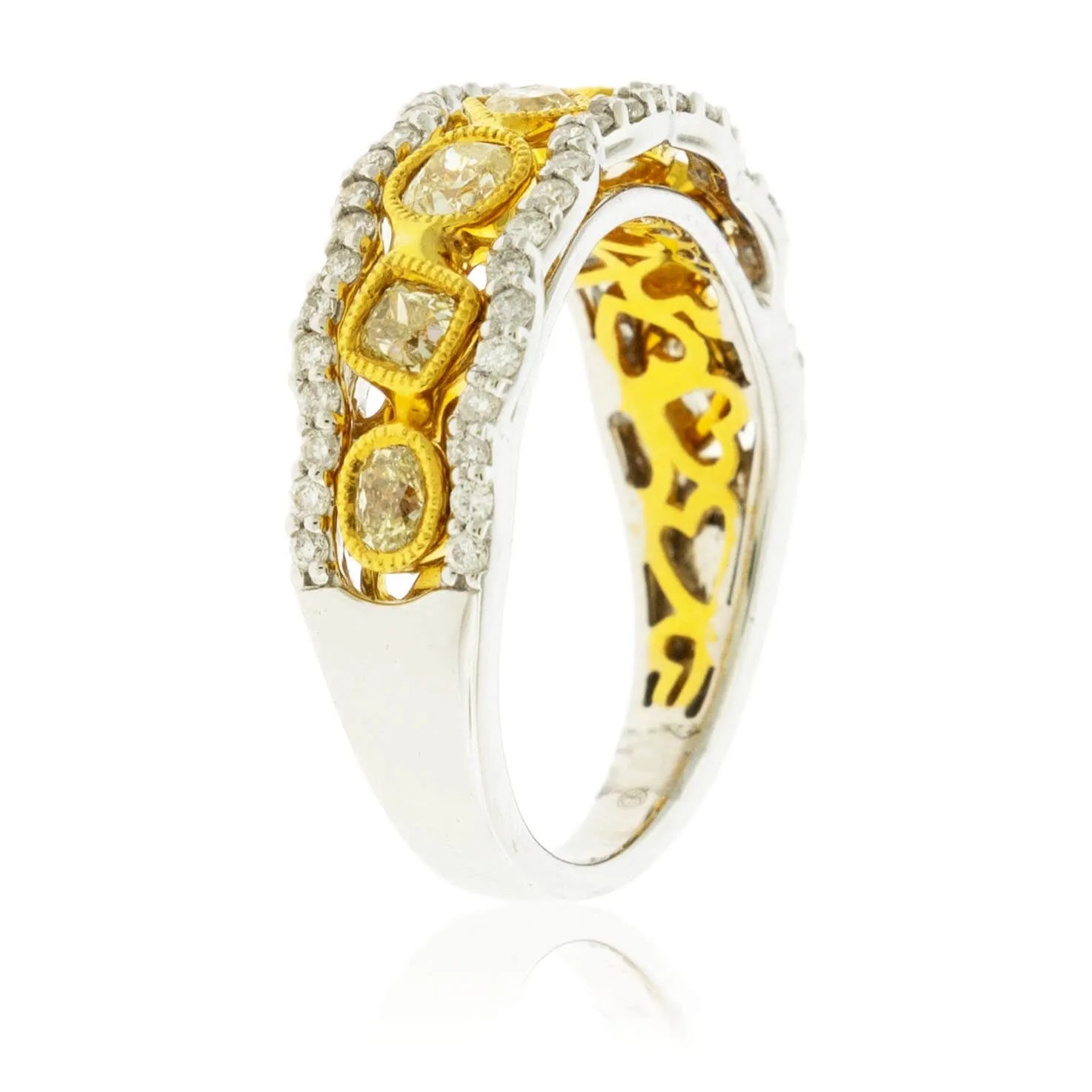 Mixed Cut Yellow Diamonds & Diamond Fashion Ring