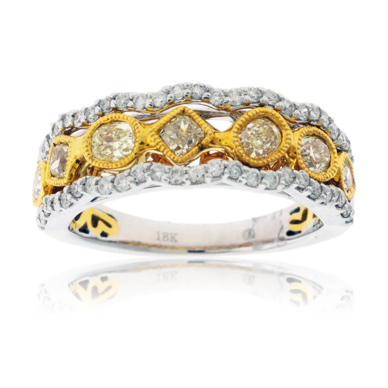 Mixed Cut Yellow Diamonds & Diamond Fashion Ring