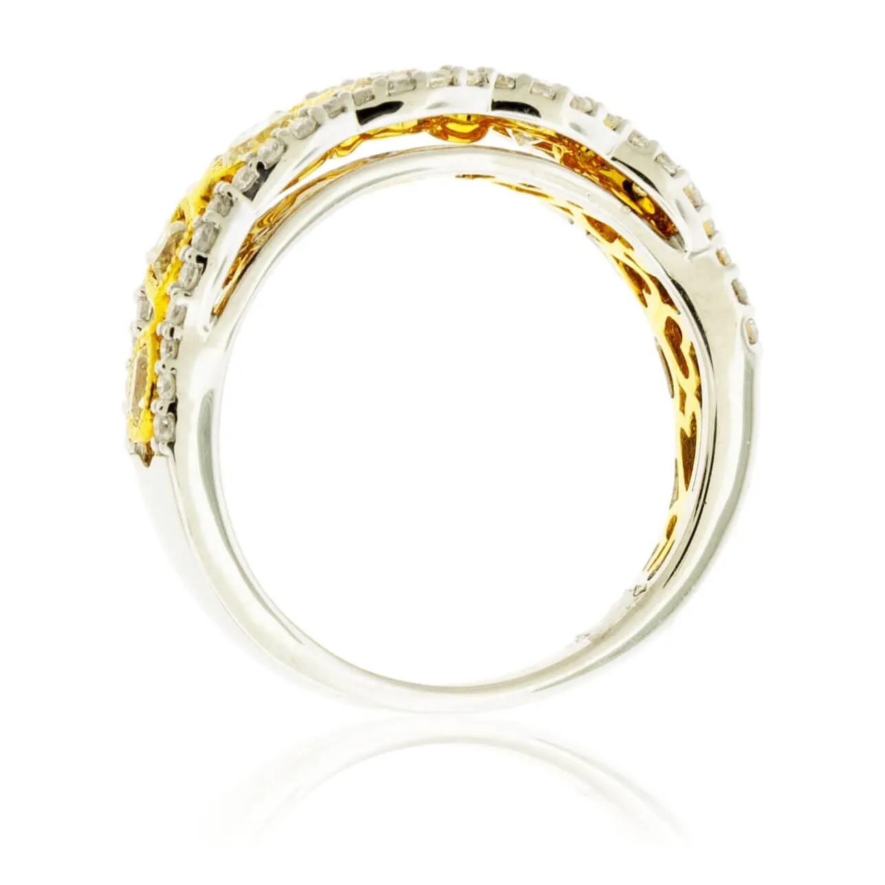 Mixed Cut Yellow Diamonds & Diamond Fashion Ring