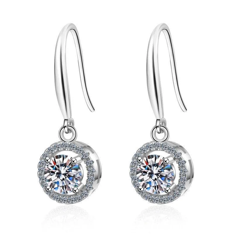 Moissanite Diamonds Hook Earrings - EM030